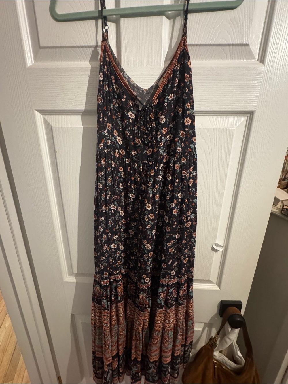 Arnhem Black Floral Maxi Dress with Rust Border